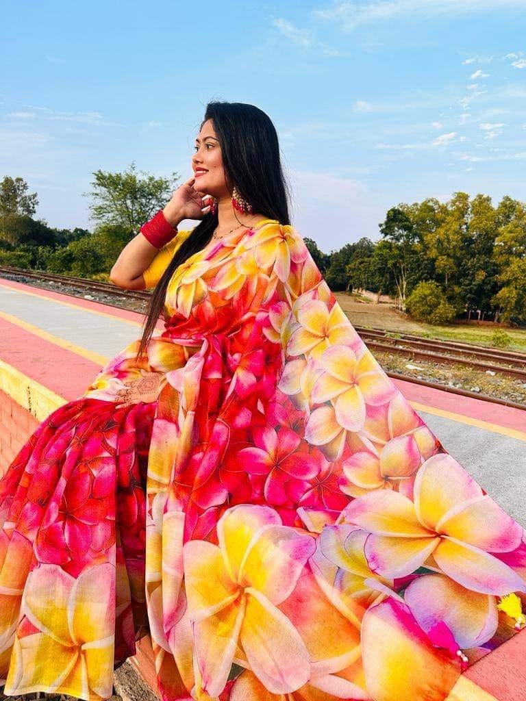 ডিজিটাল প্রিন্ট চান্দুরি সিল্ক শাড়ি